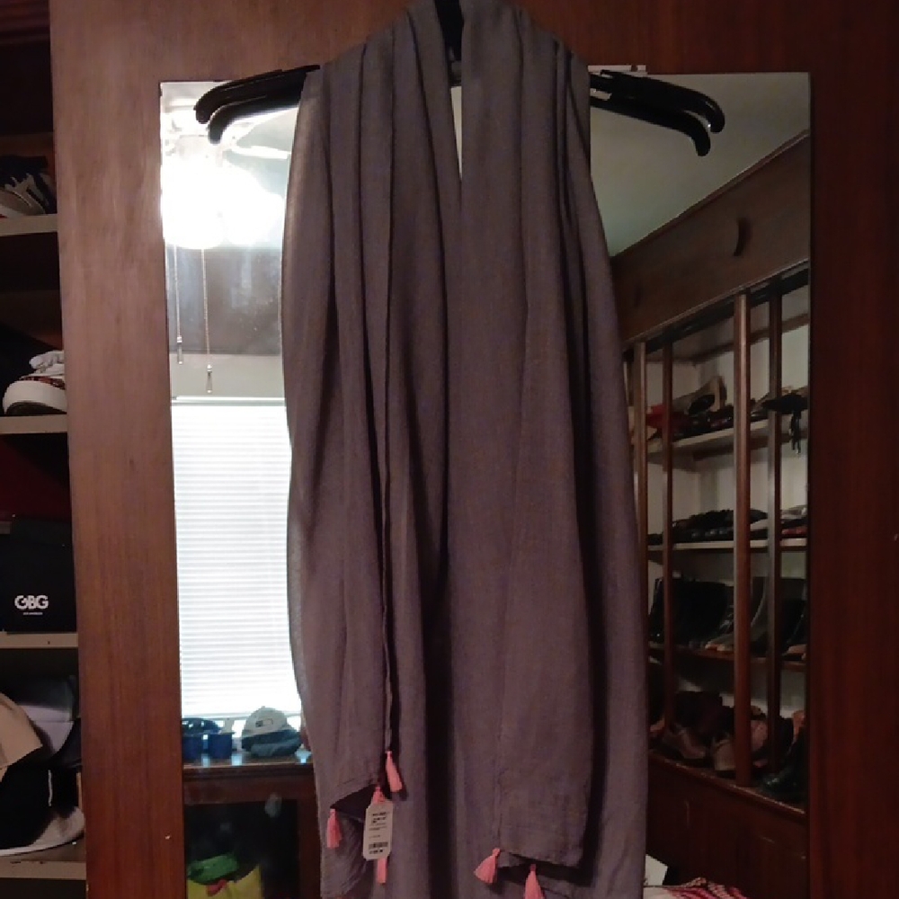 Gray Scarf with Pink Accents